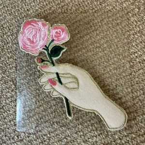 Embroidered Rose Hand Iron-On Patch (5” x 5.5”) for Clothing Customization